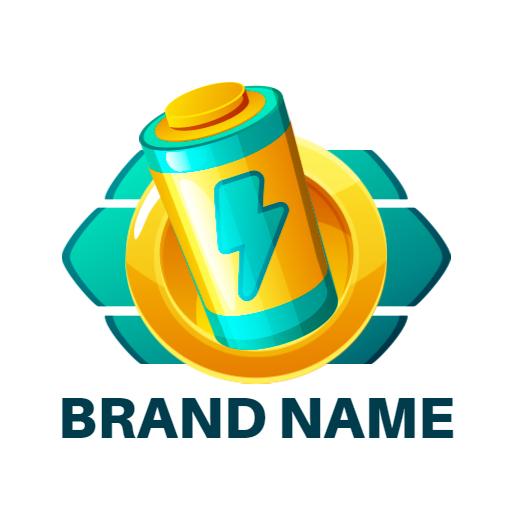 Bright Blue and Yellow Battery Design Enhancing Energy Logo Template
