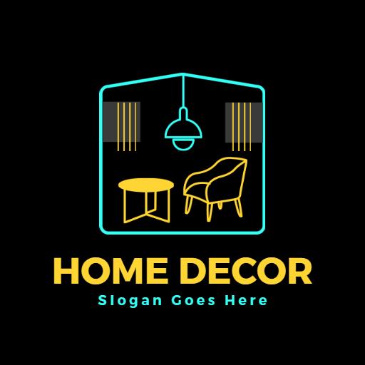 Bright Blue and Yellow Elegant Home Decor Interior Logo Template