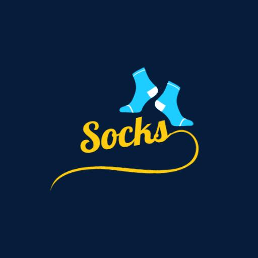 Bright Blue and Yellow Fun Sock Design for Everyday Use Logo Template