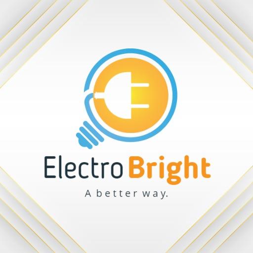 Bright Blue and Yellow Light Bulb Design for Electronics Logo Template