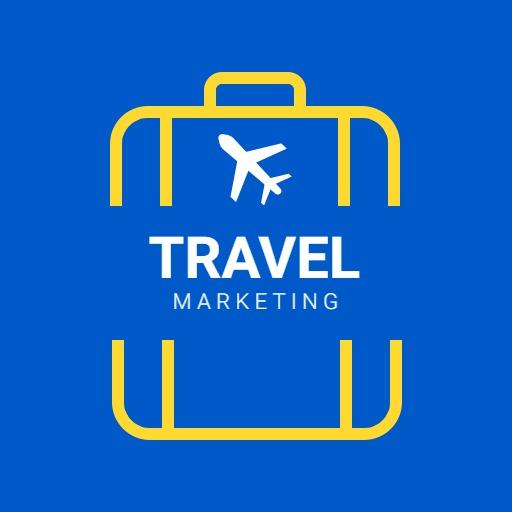 Bright Blue and Yellow Suitcase Design for Travelling Logo Template