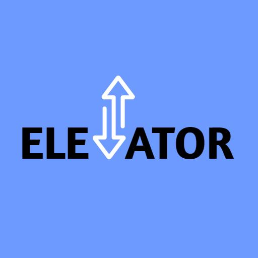 Bright Blue Background Design for Modern Elevator Logo Template