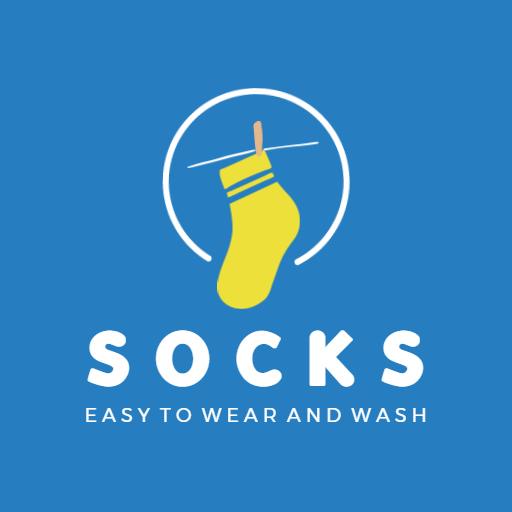 Bright Blue Background Featuring Easy Wear Socks Logo Template