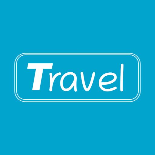 Bright Blue Background Showcasing Travel Wordmark Logo Template