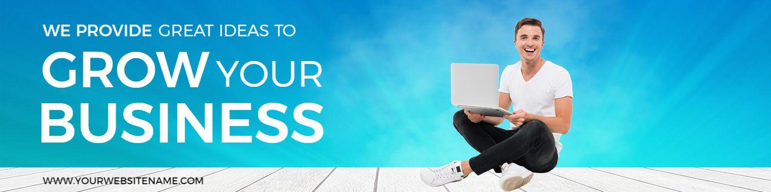 Bright Blue Background with Business Growth Ideas Banner Template