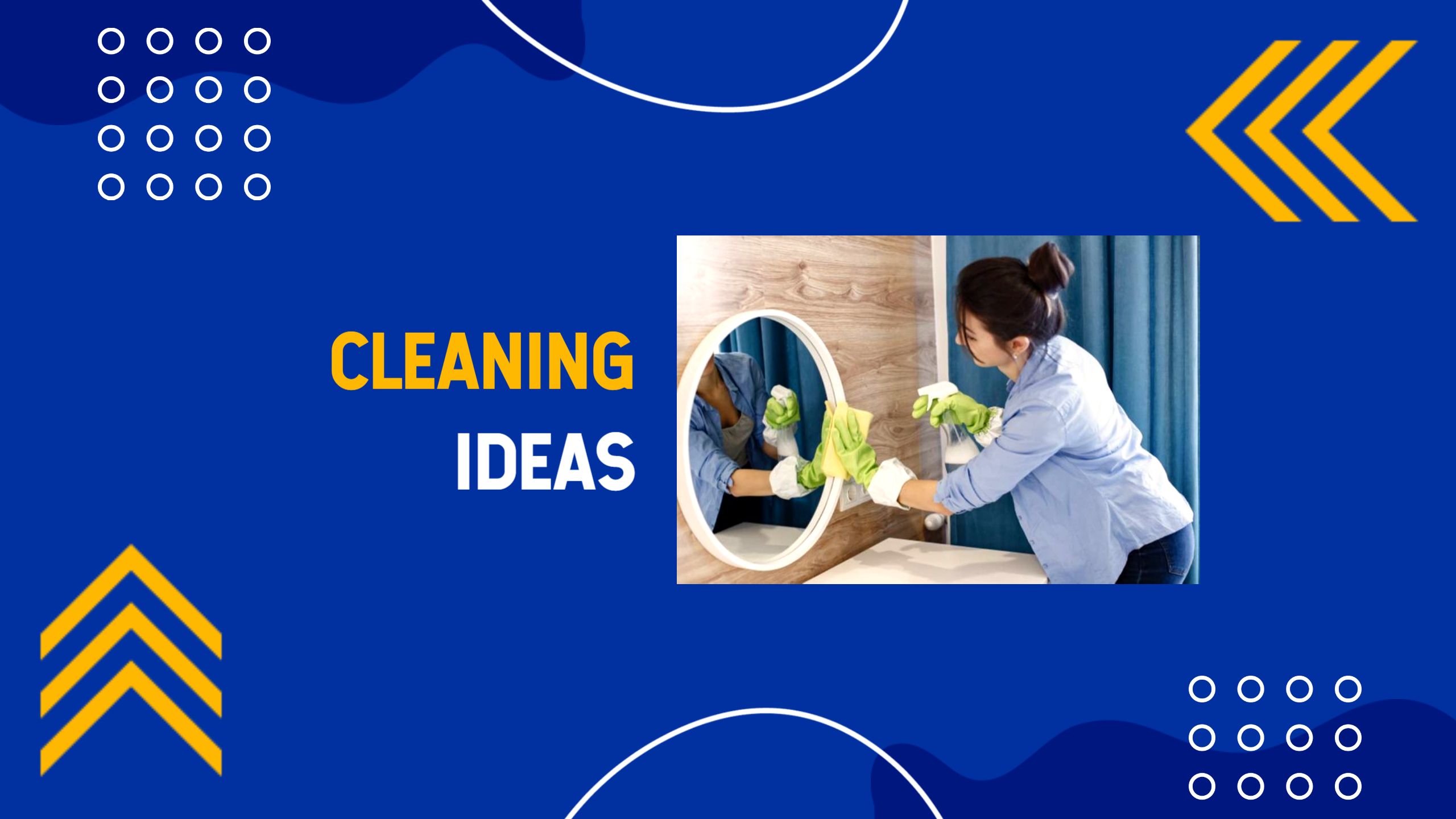 Bright Blue Background with Cleaning Ideas YouTube Banner Template