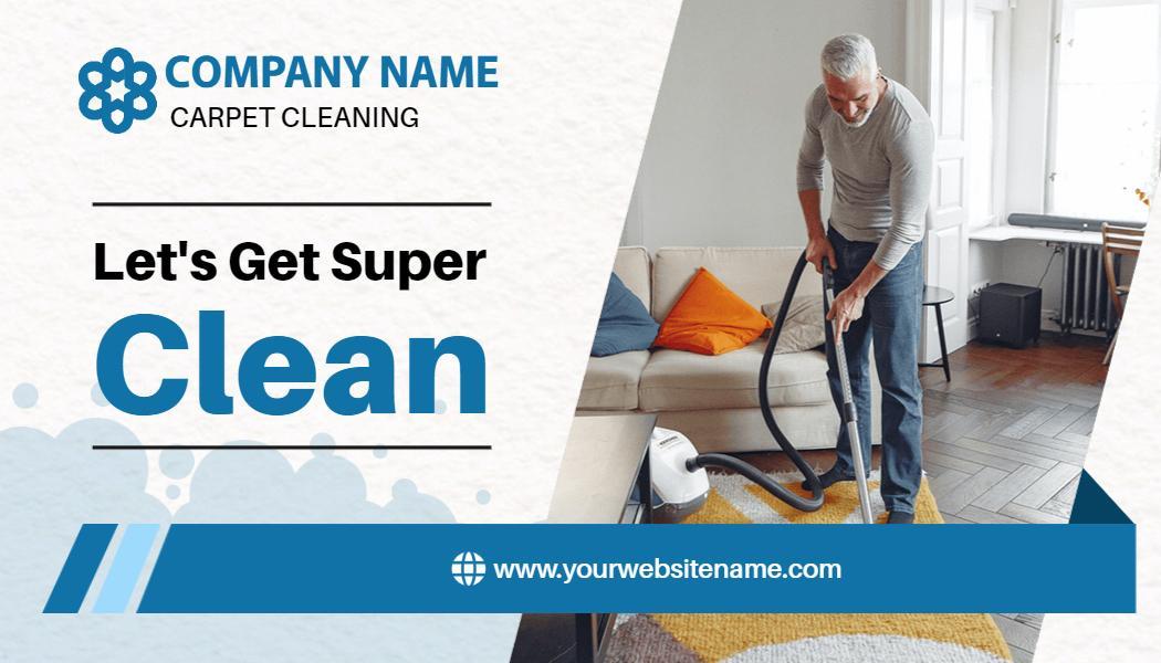 Bright Blue Carpet Cleaning Services Business Card Template