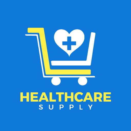Bright Blue Cart Design Promoting Healthcare Supply Logo Template