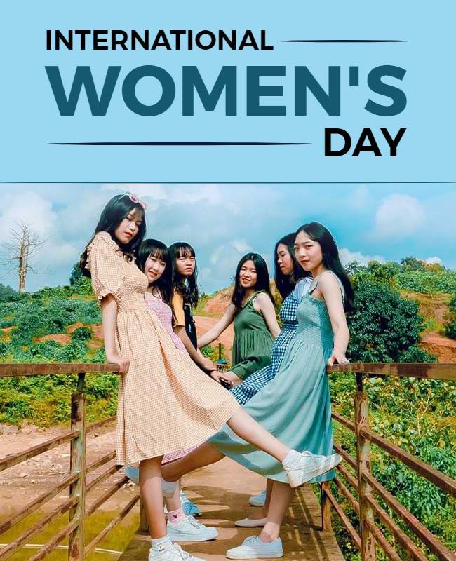 Bright Blue Celebration of International Women's Day Poster Template