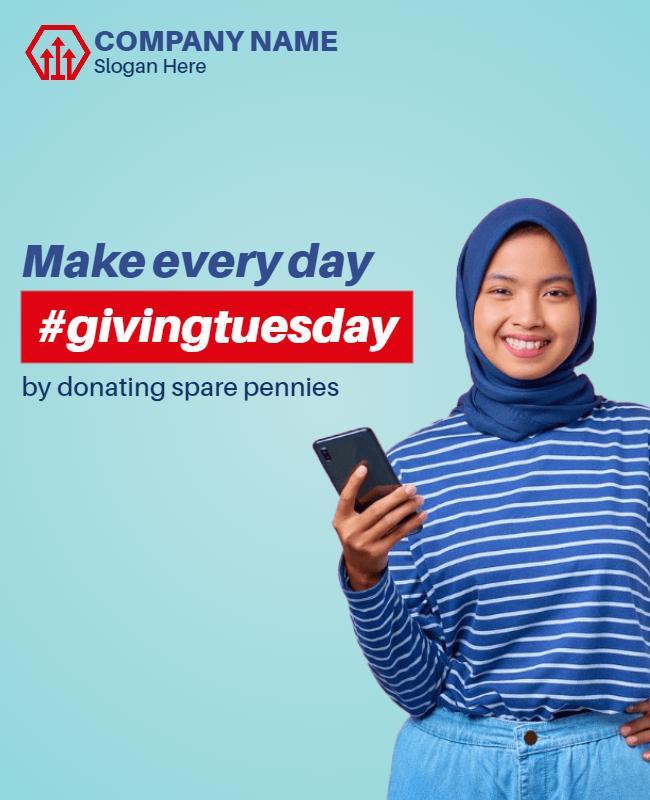 Bright Blue Charity Awareness #GivingTuesday Poster Template