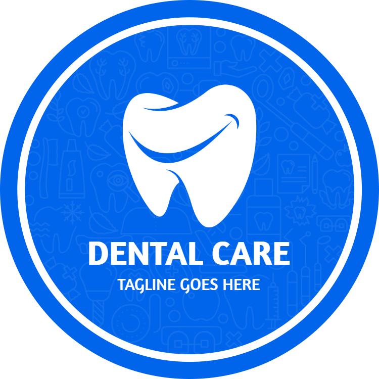 Bright Blue Circular Dental Care Professional Business Card Template