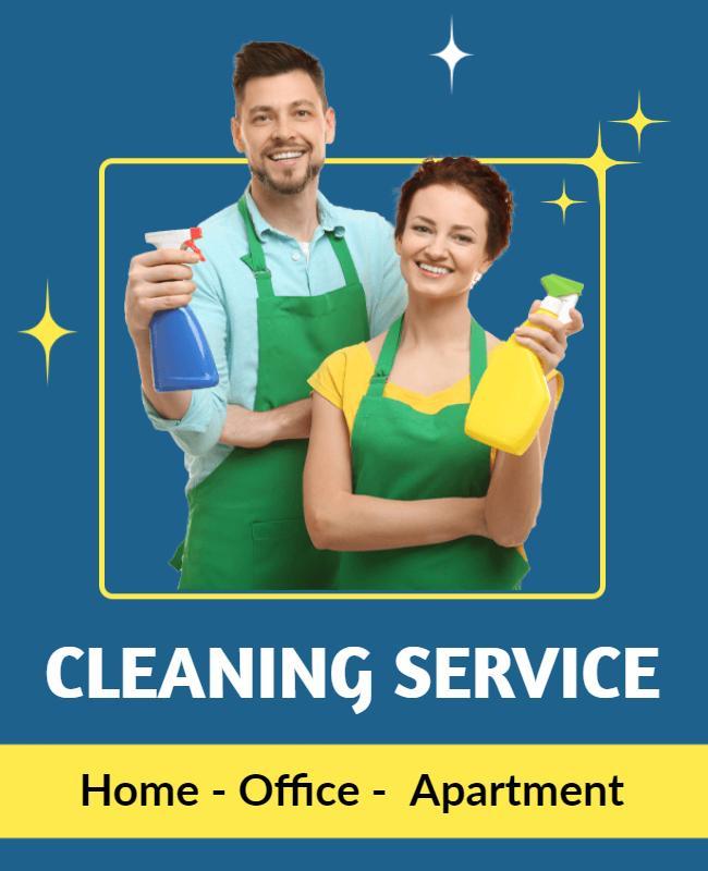 Bright Blue Cleaning Service for Home and Office Poster Template