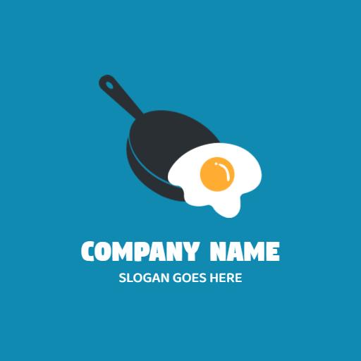 Bright Blue Cooking Scene Featuring Delicious Fried Egg Logo Template