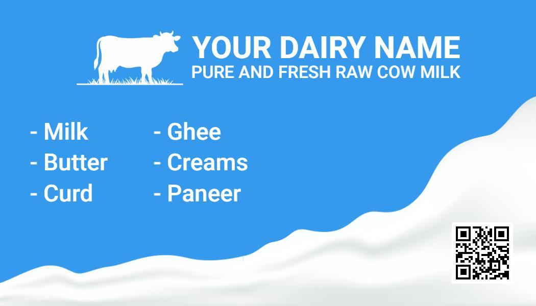 Bright Blue Dairy Products Offer Visiting Card Template