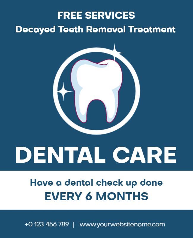 Bright Blue Dental Care Check-Up Reminder Poster Template