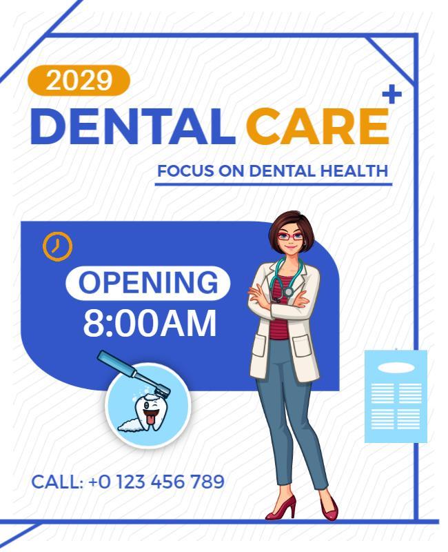 Bright Blue Dental Health Awareness Campaign Poster Template