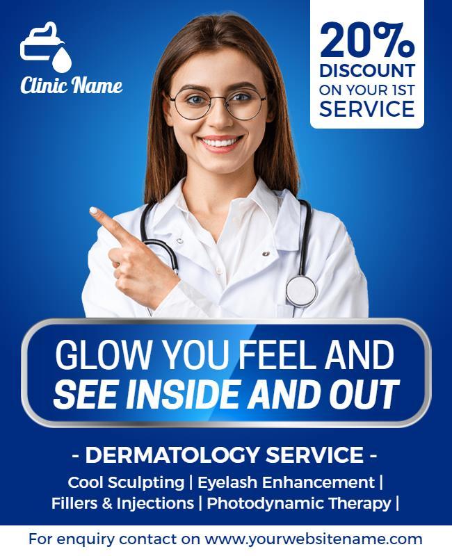 Bright Blue Dermatology Service Discount Flyer Template