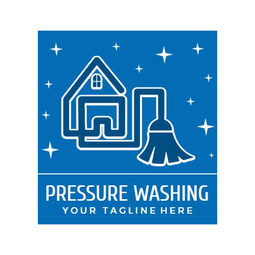 Bright Blue House Cleaning Design for Pressure Washing Logo Template