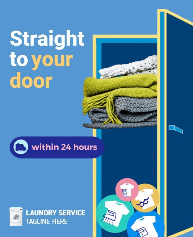 Bright Blue Laundry Delivery Service Poster Template