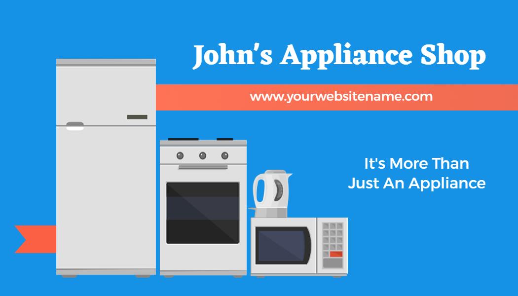 Bright Blue Modern Appliance Store Visiting Card Template