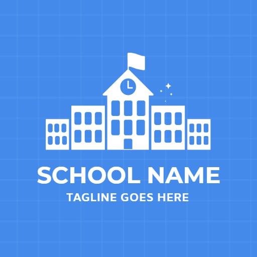 Bright Blue Modern School Building Design Logo Template