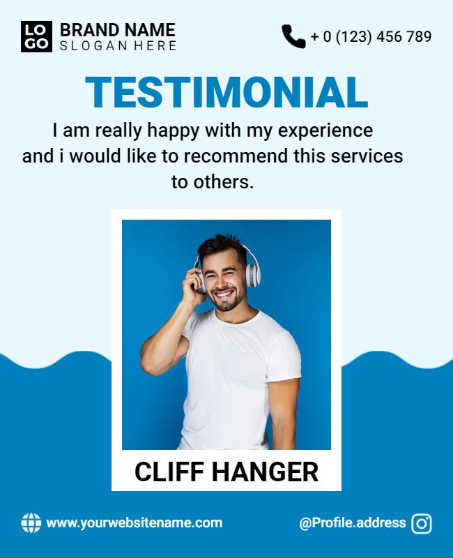 Bright Blue Modern Service Testimonial Poster Template