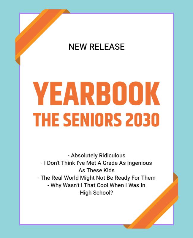 Bright Blue Modern Yearbook Release Poster Template