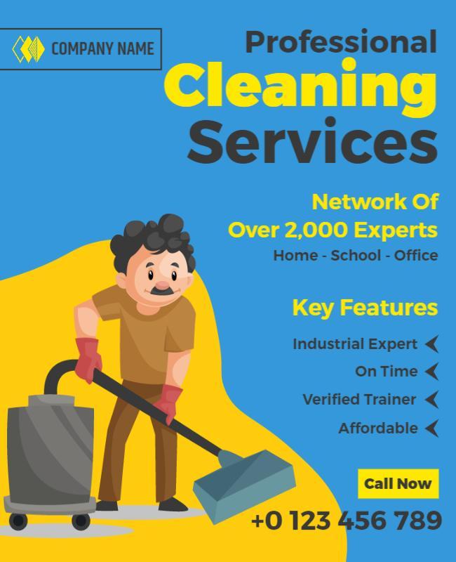Bright Blue Professional Cleaning Services Poster Template