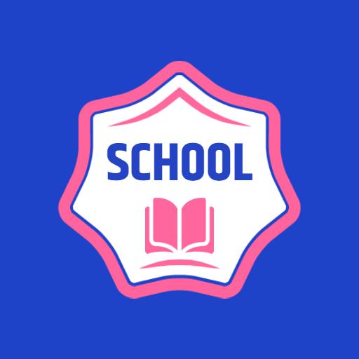 Bright Blue School Badge Featuring an Open Book Symbol Logo Template