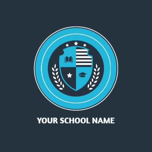 Bright Blue Shield Design Symbolizing School Spirit Logo Template