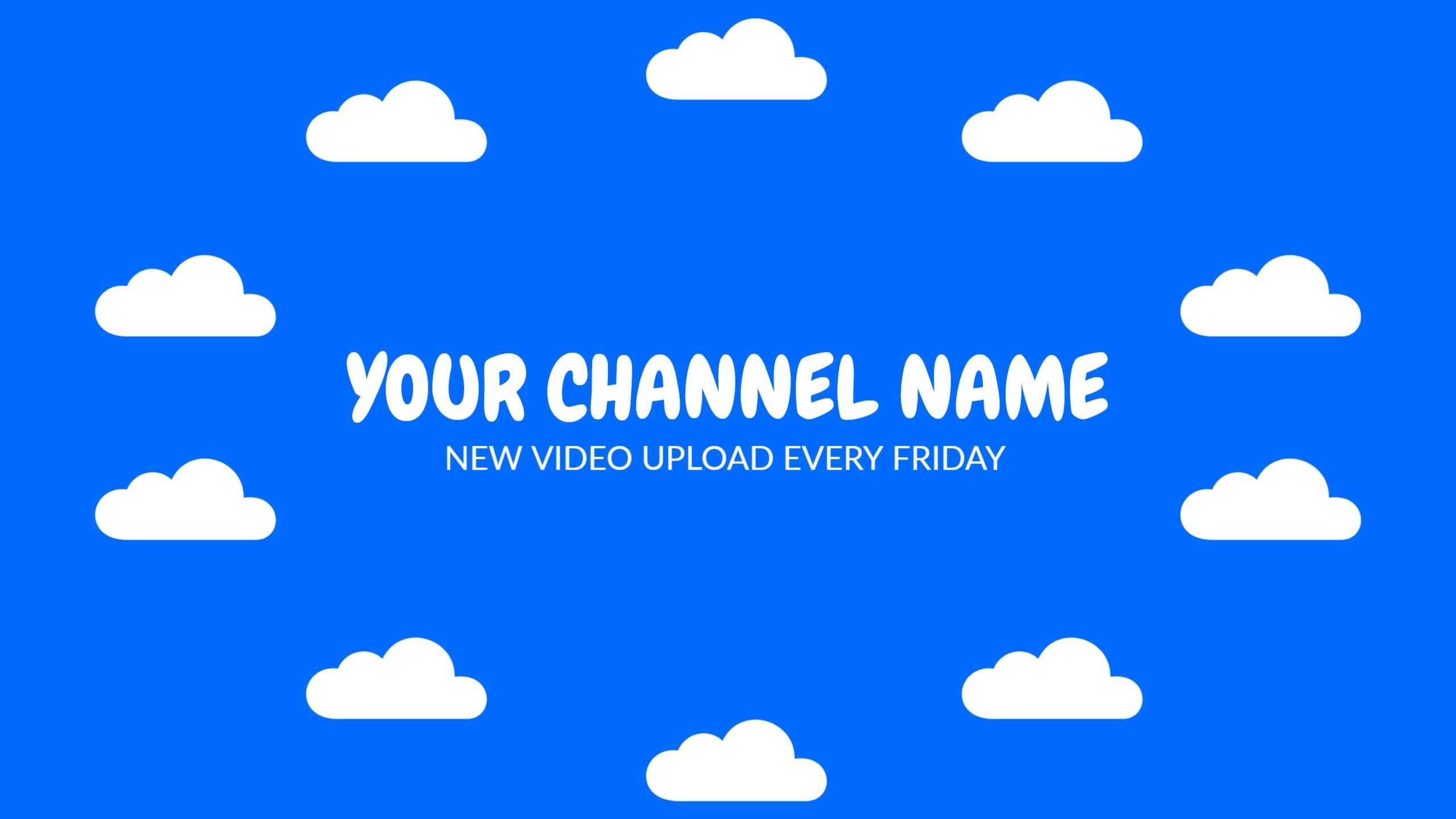 Bright Blue Sky with White Clouds YouTube Channel Banner Template