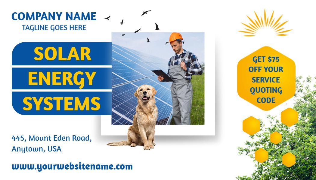 Bright Blue Solar Energy Systems Visiting Card Template