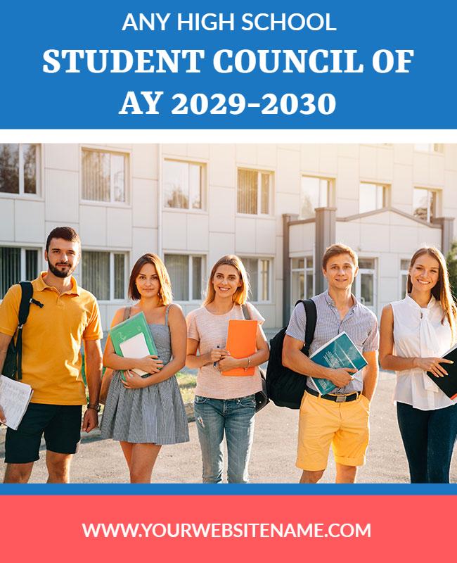 Bright Blue Student Council Membership Announcement Poster Template