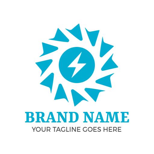 Bright Blue Sunburst Design Representing Energy Solutions Logo Template