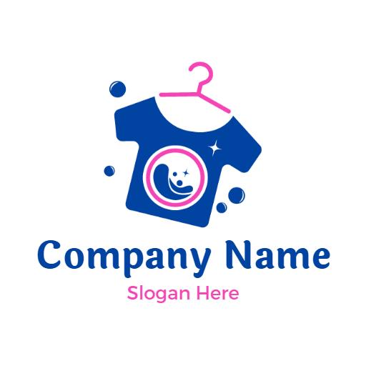 Bright Blue T-Shirt Design Representing Efficient Laundry Service Logo Template