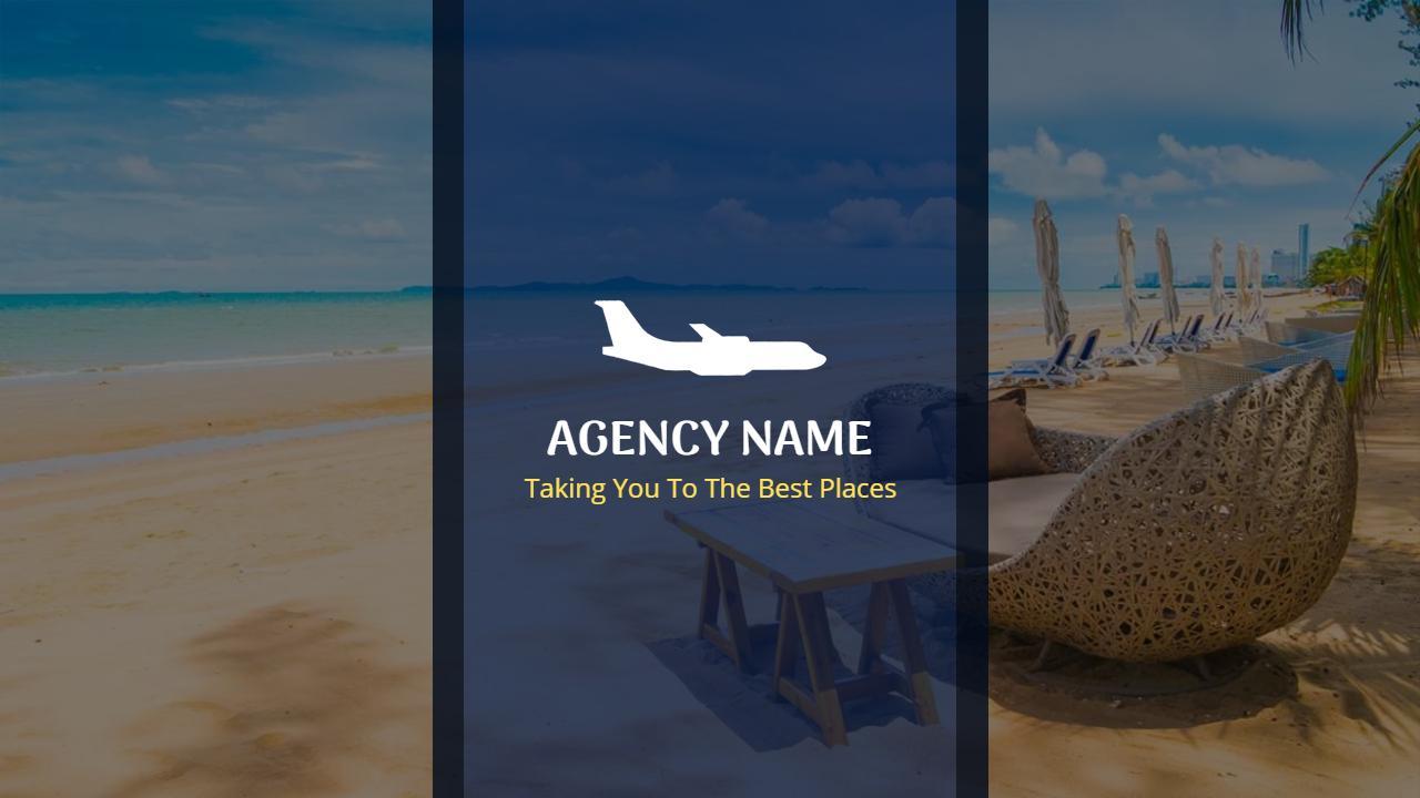 Bright Blue Travel Agency Services Overview Presentation Template