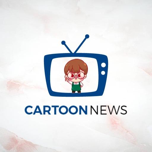 Bright Blue Vintage Television for Cartoon News Logo Template