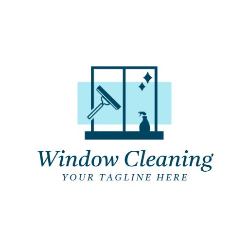Bright Blue Window and Glass Cleaning Services Logo Template