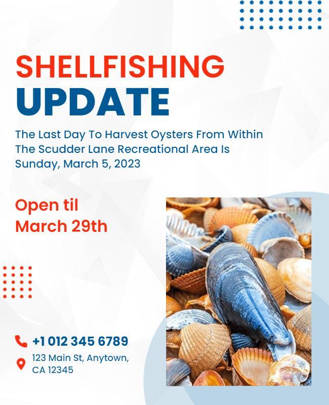 Bright Coastal Shellfishing Update Announcement Poster Template