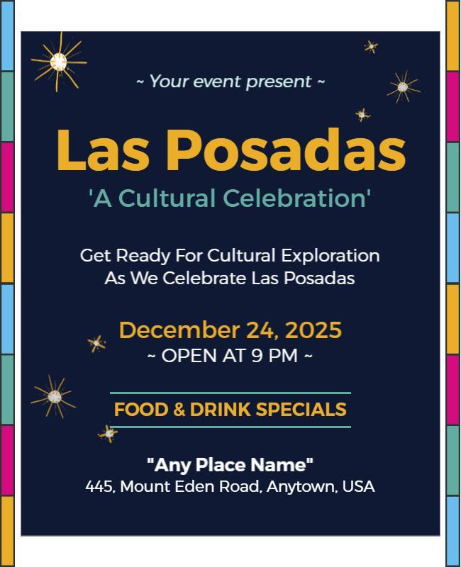 Bright Colorful Cultural Exploration Celebrating Las Posadas Poster Template