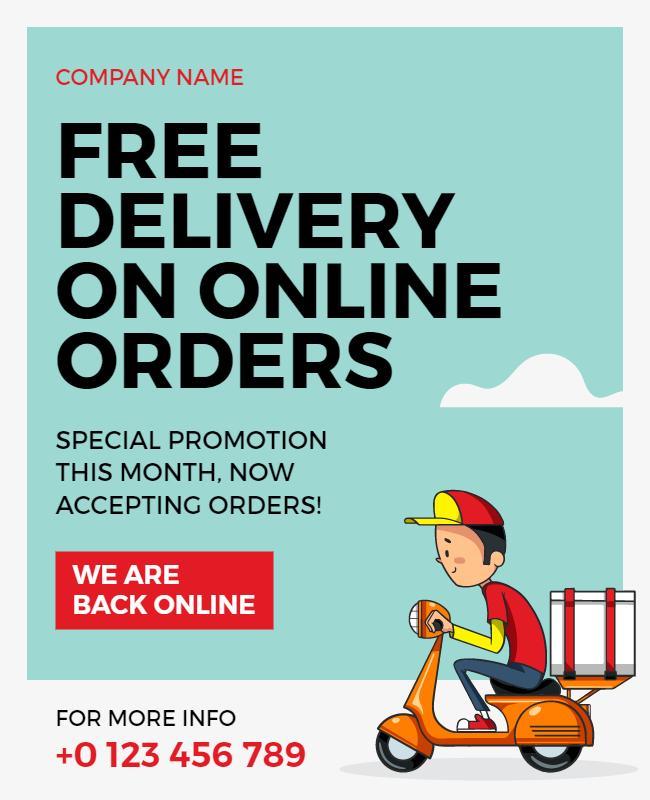 Bright Colorful Delivery Promotion for Online Orders Poster Template