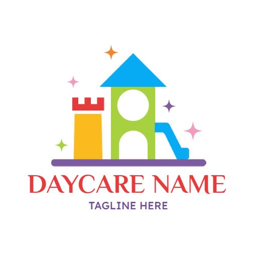 Bright Colorful Play Structure Representing Fun Daycare Logo Template