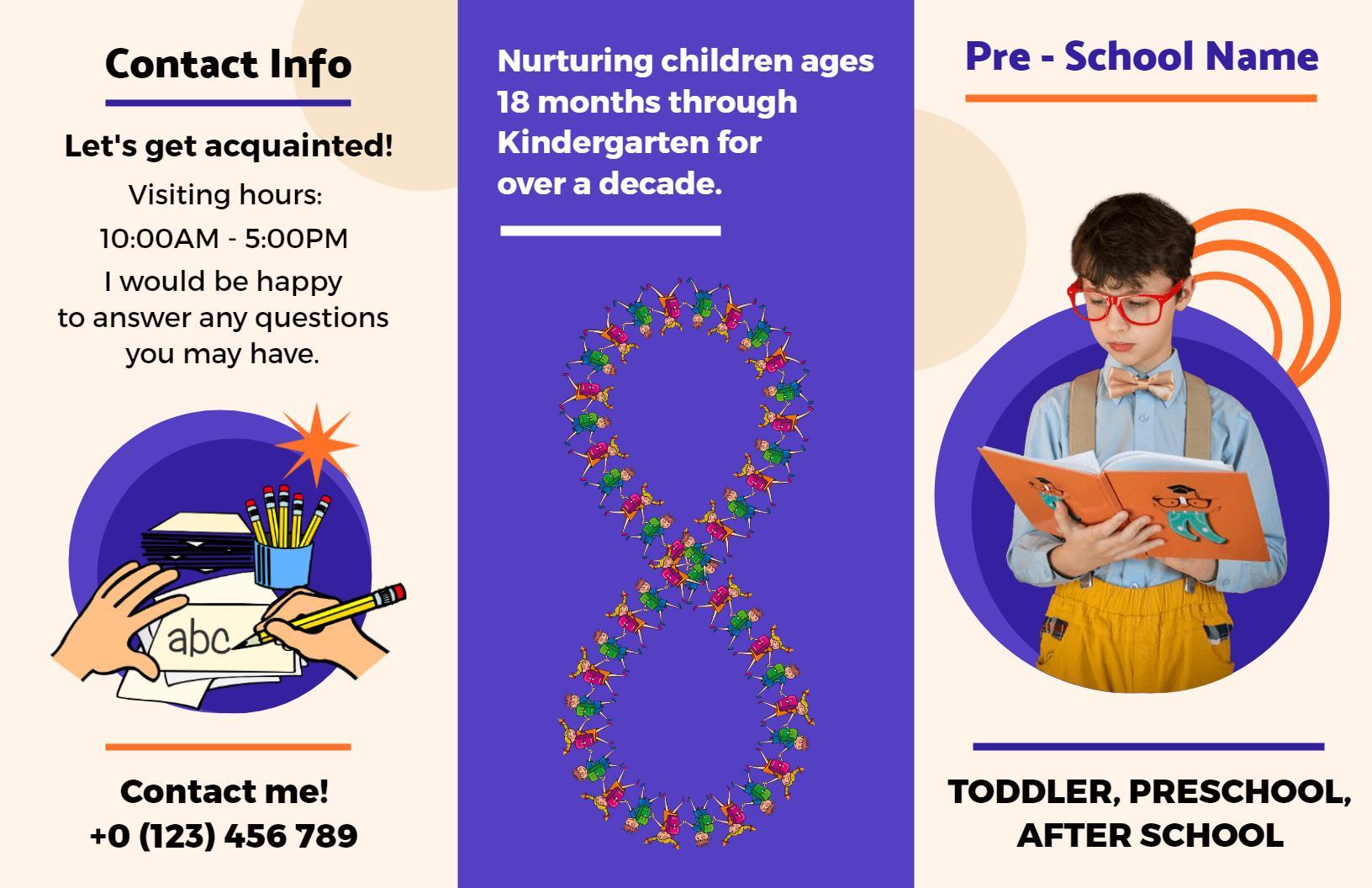 Bright Colorful Preschool Programs and Activities Brochure Template