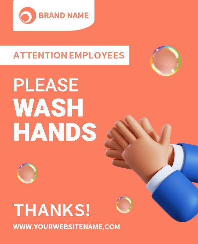 Bright Coral Hygiene Reminder for Employees Flyer Template