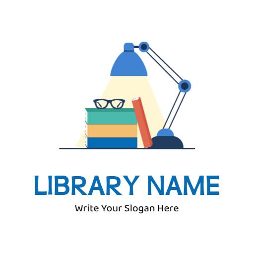 Bright Desk Lamp Illuminating Colorful Books Library Logo Template