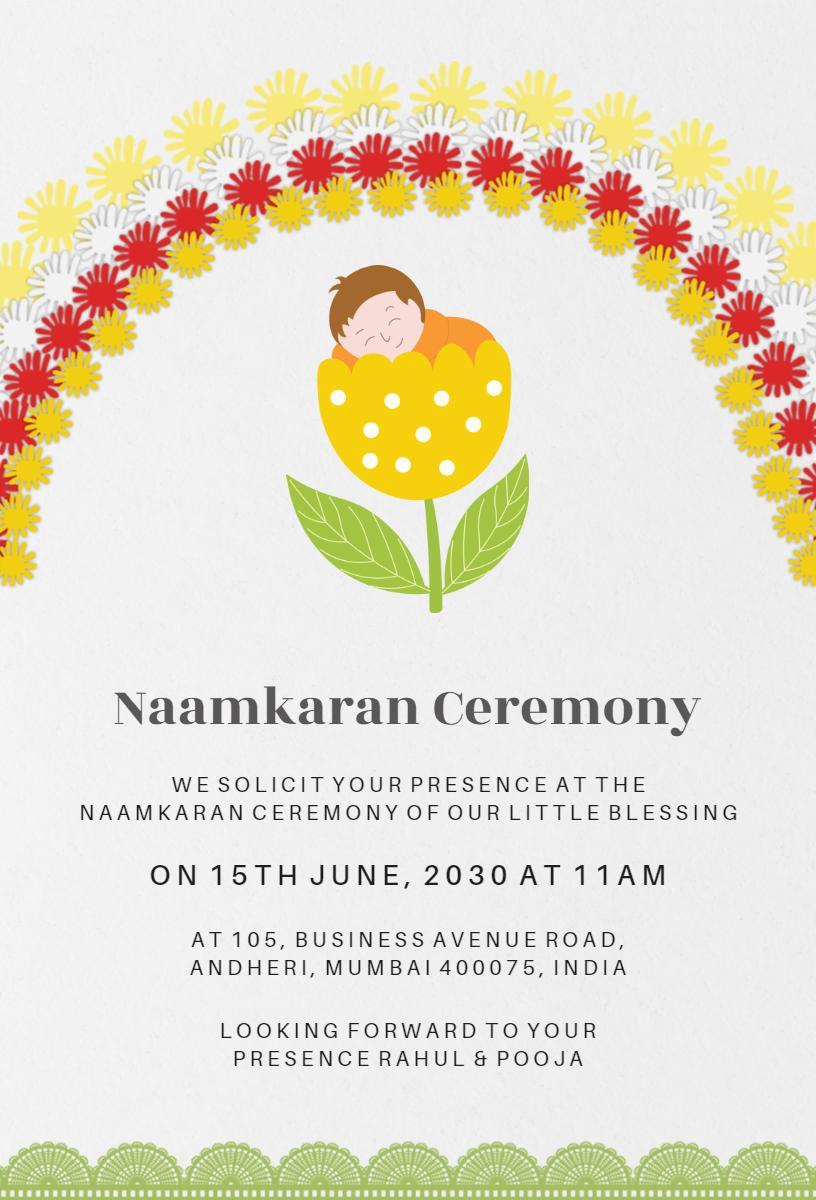 Bright Floral Naamkaran Ceremony Celebration Invitation Template