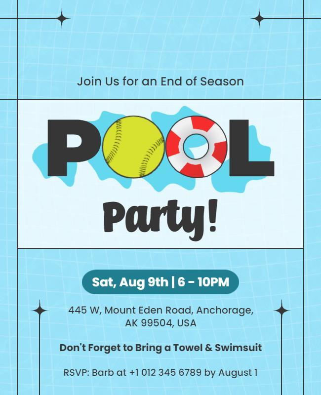 Bright Fun Pool Party Celebration Invitation Poster Template