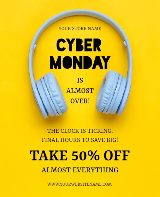 Bright Gold Cyber Monday Flyer Template