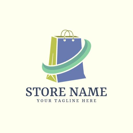 Bright Green and Blue Paper Bag Design for Retail Logo Template