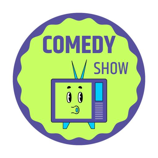 Bright Green and Blue Retro TV Design for Comedy Show Logo Template